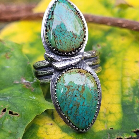 Handmade Artisan .925 Sterling Silver Turquoise Ring - Picture 6 of 6